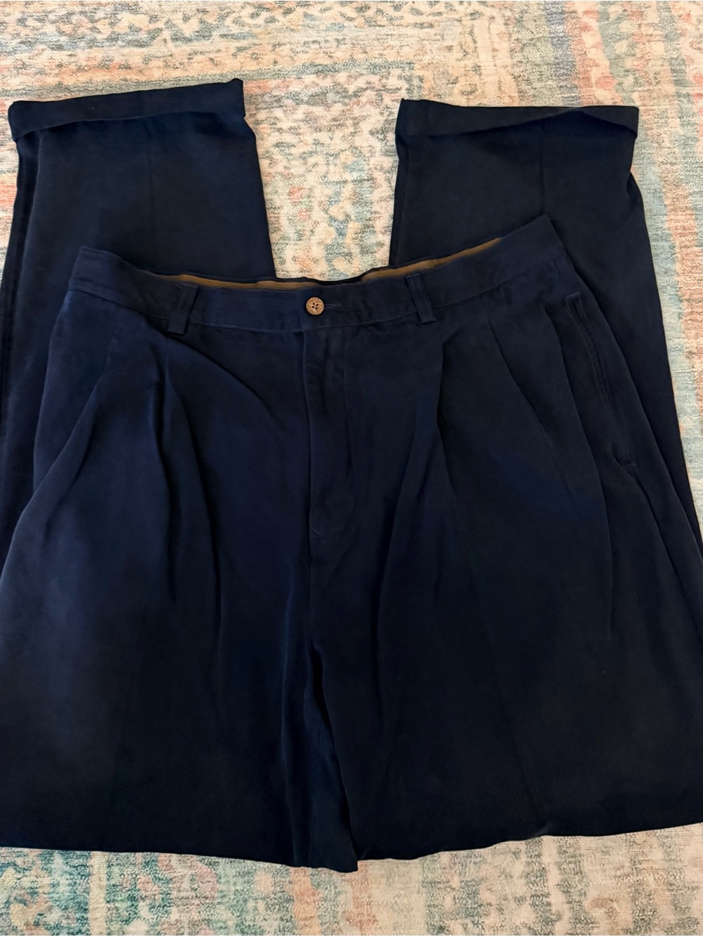 Tommy Bahama RELAX Men's Dark Blue Pleated Dress Pants 100% Silk